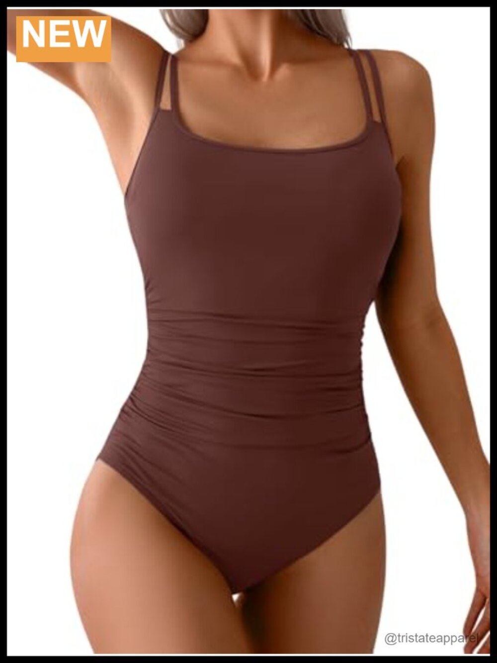 Eomenie Women's One Piece Swimsuit Tummy Control Ruched Push-Up Square Neck